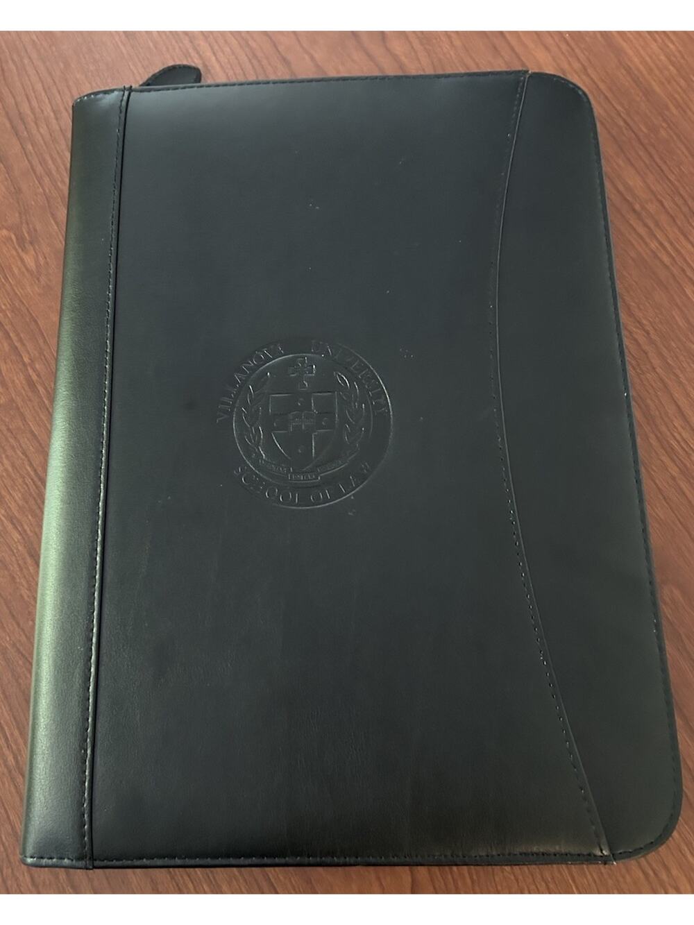 Villanova School Of Law Padfolio Black Strong Leather Co. Seal *FLAW* 13”x10”